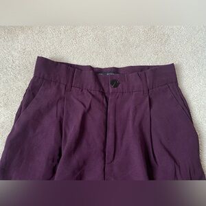 wide-leg burgundy dress pants